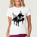 Camiseta feminina com estampado de lobos 4