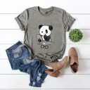 Camiseta feminina com estampado de panda B373 3