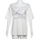 Camiseta holgada con estampado para el tiempo libre Corte oversize de moda Escote sin cordones Material de algodón Ropa de calle con estilo Atuendo para la ciudad 2