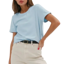 Camiseta holgada de manga corta para mujer, cuello redondo, informal, cómoda y de moda para uso diario. 3