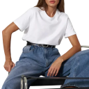 Camiseta holgada de manga corta para mujer, cuello redondo, informal, cómoda y de moda para uso diario. 2