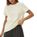 Camiseta holgada de manga corta para mujer, cuello redondo, informal, cómoda y de moda para uso diario. 12