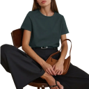 Camiseta holgada de manga corta para mujer, cuello redondo, informal, cómoda y de moda para uso diario. 13