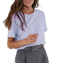 Camiseta holgada de manga corta para mujer, cuello redondo, informal, cómoda y de moda para uso diario. 10