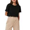 Camiseta holgada de manga corta para mujer, cuello redondo, informal, cómoda y de moda para uso diario. 1 Camiseta holgada de manga corta para mujer, cuello redondo, informal, cómoda y de moda para uso diario. 1