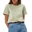 Camiseta holgada de manga corta para mujer, cuello redondo, informal, cómoda y de moda para uso diario. 16