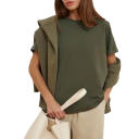 Camiseta holgada de manga corta para mujer, cuello redondo, informal, cómoda y de moda para uso diario. 14