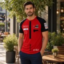Camiseta roja para hombre con mangas cortas negras estilo camiseta de carreras de motociclismo para aficionados a las motos y carreras 6