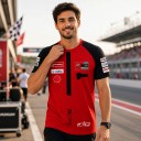 Camiseta roja para hombre con mangas cortas negras estilo camiseta de carreras de motociclismo para aficionados a las motos y carreras 5