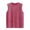 Camiseta sin mangas de algodón para hombre Diseño de un solo color Cuello redondo Corte recto cómodo Material transpirable Para deporte y tiempo libre 5