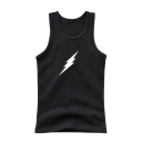 Camiseta sin mangas de algodón para niños con estampado de rayo Camiseta de un solo color con escote redondo Top de verano cómodo para niños 2