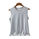 Camiseta sin mangas deportiva para hombre Diseño de un solo color Escote redondo Poliéster transpirable Material funcional ligero 8
