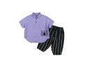Camiseta y pantalón corto niño L1605 morado
