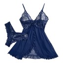 Camisola da notte babydoll in pizzo con perizoma a spalline sottili e gonna aperta davanti con bordo arricciato 6