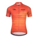 Camisola de ciclismo masculina de manga curta com fecho total e padrão de linhas horizontais de velocidade para bicicleta na cor laranja 1