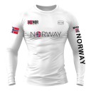 Camisola de compressão ajustada para homem com mangas longas e corte elástico com impressão Norway e bandeiras norueguesas no peito 8