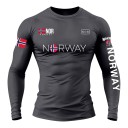 Camisola de compressão ajustada para homem com mangas longas e corte elástico com impressão Norway e bandeiras norueguesas no peito 7
