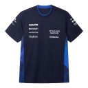 Camisola de equipa masculina de manga curta com decote azul e painéis laterais risca estilo Fórmula 1 em azul escuro 1