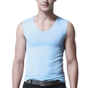 Camisola de Homem com Decote em V Camisola Lisa em Poliéster e Seda Material Leve e Respirável para o Verão e Lazer 5