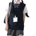 Camisola de malha feminina com decote em V sem mangas em poliéster e algodão com bainha canelada para uso diário e sobreposições 12