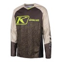 Camisola de motocross de manga longa em bege e preto oliváceo com padrão geométrico e decote em V para moto e condução todo-o-terreno 1