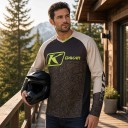 Camisola de motocross de manga longa em bege e preto oliváceo com padrão geométrico e decote em V para moto e condução todo-o-terreno 4