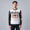 Camisola de motocross e t-shirt desportiva de manga longa com estampado no peito e inscrições nas mangas para andar de moto 4