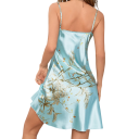 Camisola de noite feminina com estampado floral Sexy decote em V com alças finas Camisola de pyjama leve de poliéster suave 11