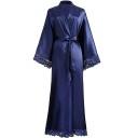 Camisola de senhora com renda Camisola leve e elegante com brilho sedoso Laço com cordão Camisola luxuosa e confortável em poliéster 9