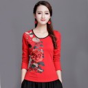 Camisola feminina de flores com mangas longas 8