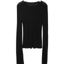 Camisola feminina justa de manga longa Top elástico elegante Camisola de uma cor para o dia a dia Peça básica de moda para o guarda-roupa 2