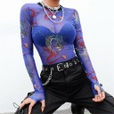 Camisola feminina transparente com motivo de dragão 1