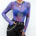 Camisola feminina transparente com motivo de dragão 4