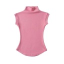 Camisola justa feminina com gola alta sem mangas Top elegante com gola alta Corte slim Blusa moderna para o trabalho e para a noite 3