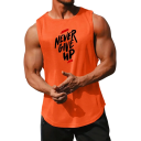 Camisola masculina com decote redondo O Inscrição Never Give Up Poliéster Top desportivo leve para treino de fitness e lazer 3