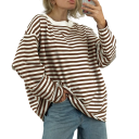 Camisola oversized às riscas com mangas longas Corte solto e moderno Top de streetwear casual Confortável para o dia a dia 4