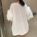 Camisola oversized feminina com volantes 1