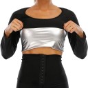 Camisola térmica feminina preta de manga longa Camisola de fitness com efeito sauna Camisola modeladora para queima de gordura Camisola desportiva compressiva 1