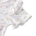 Camisón blanco para niñas con mangas cortas de volantes y estampado de pequeñas flores y lazos con un amplio volante en el dobladillo inferior 8