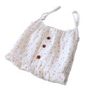 Camisón de mujer color crema hasta la rodilla con pequeñas flores en tirantes ajustables con escote fruncido y volante en el dobladillo 8