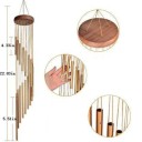 Campana a vento dorata 68 cm con tubi in alluminio e elementi in legno per uso interno ed esterno 4