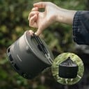 Campingtopf für Ramen 0,8 l Wärmetauscher und klappbarer Griff Aluminiumlegierung Silikon und Edelstahl Grau-Schwarz Für Wandern und Camping 2