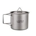 Cană de apă din titan, 300 ml, 8 x 7,3 cm, pliabilă ultraușoară, cu capac și geantă de depozitare, cană de camping din titan pentru drumeții 1