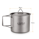Cană de apă din titan, 300 ml, 8 x 7,3 cm, pliabilă ultraușoară, cu capac și geantă de depozitare, cană de camping din titan pentru drumeții 2