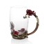 Cană de sticlă și lingură cu trandafiri 4
