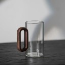 Cana din sticlă cu mâner, formă cilindrică, sticlă transparentă 350 ml, cană simplă pentru cafea, ceai, apă sau băuturi reci pentru uz casnic 3