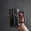 Cana din sticlă cu mâner, formă cilindrică, sticlă transparentă 350 ml, cană simplă pentru cafea, ceai, apă sau băuturi reci pentru uz casnic 4