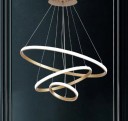 Candeeiro de tecto LED suspenso de luxo branco quente 60 W Lâmpada circular moderna 90 - 265 V Candeeiro suspenso com três anéis 60 cm 40 cm 2