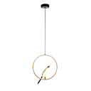Candeeiro LED suspenso com bidé circular e pássaro decorativo Design moderno Largura 29 cm Luz branca quente 3000K 31W 90-260V Suspensão ajustável 150 cm 2