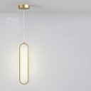 Candeeiro suspenso LED minimalista 16 W Iluminação oval moderna com cabo suspenso de 2 m Candeeiro de metal inox, luz branca quente 9 x 40 cm 3
